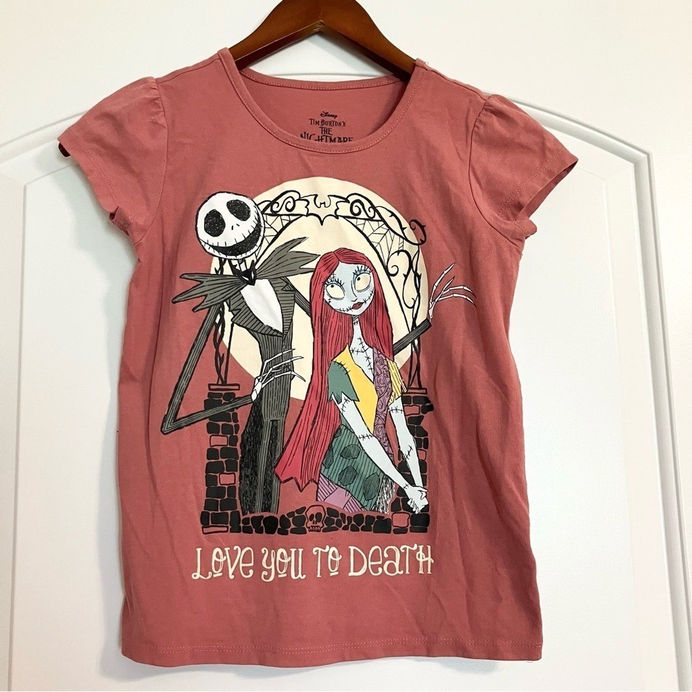 Disney Nightmare Before Christmas Jack Sally Love You To Death Pink Shirt 10/12